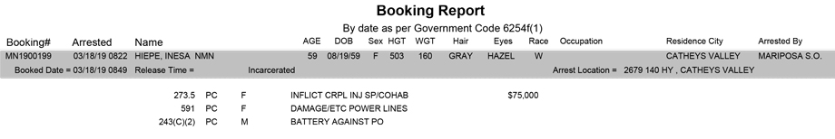 mariposa county booking report for march 18 2019