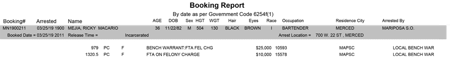mariposa county booking report for march 25 2019