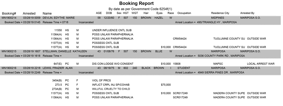 mariposa county booking report for march 28 2019