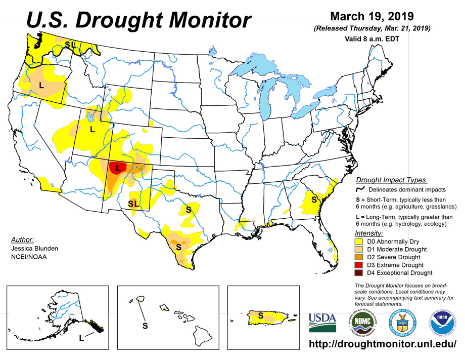 us drought map march 19 2019