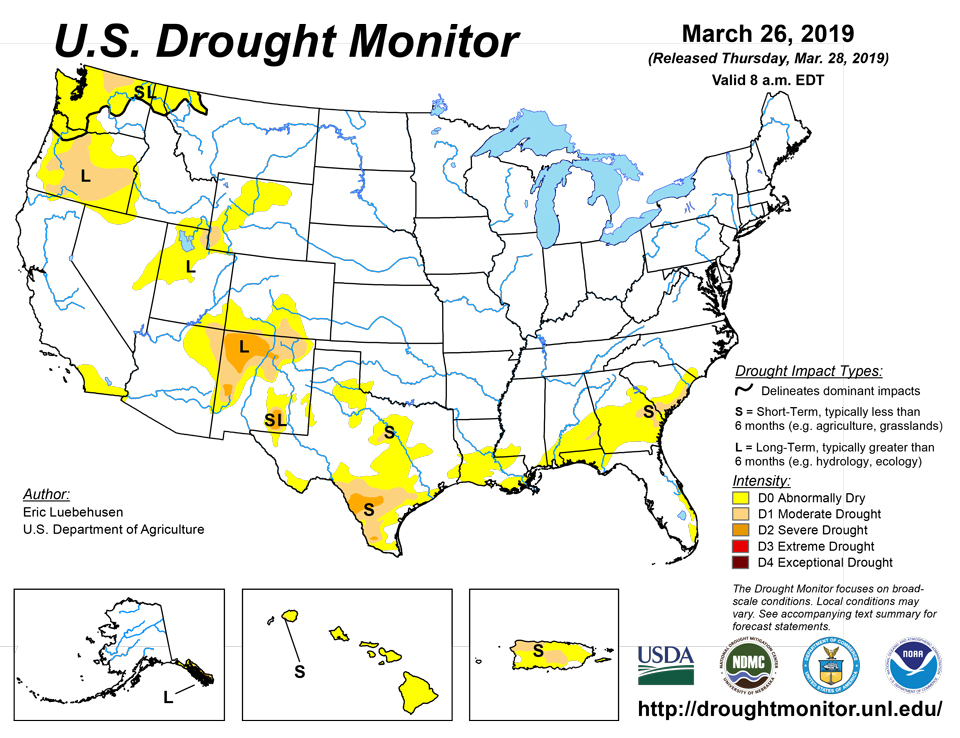 us drought map march 26 2019