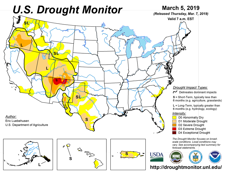 us drought map march 5 2019