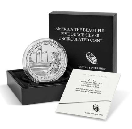 us mint five ounce silver coin american memorial park 2019