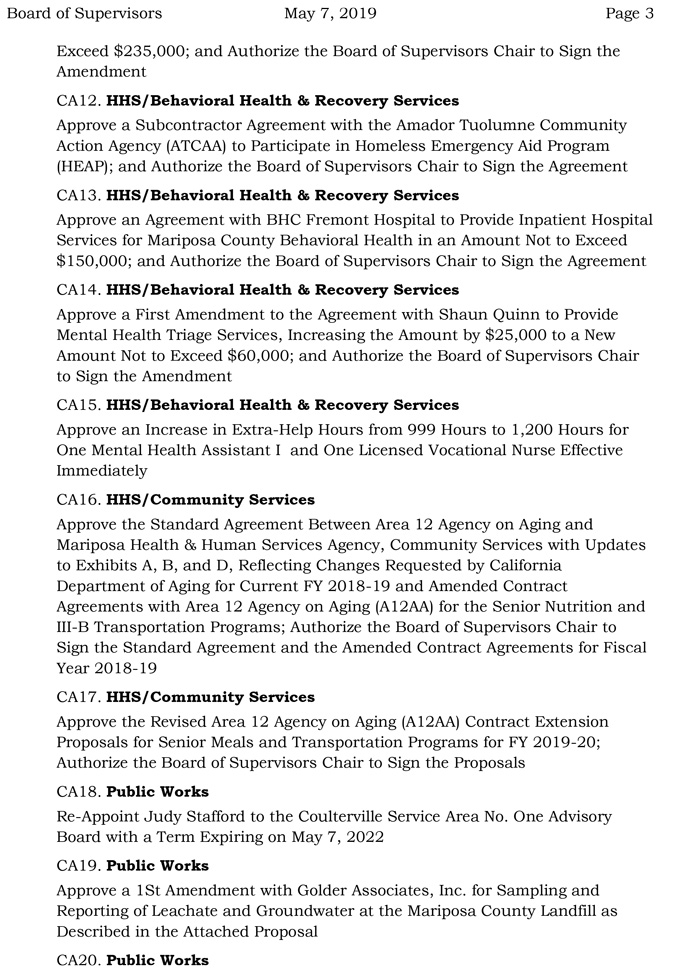 2019 05 07 Board of Supervisors Public Agenda 3