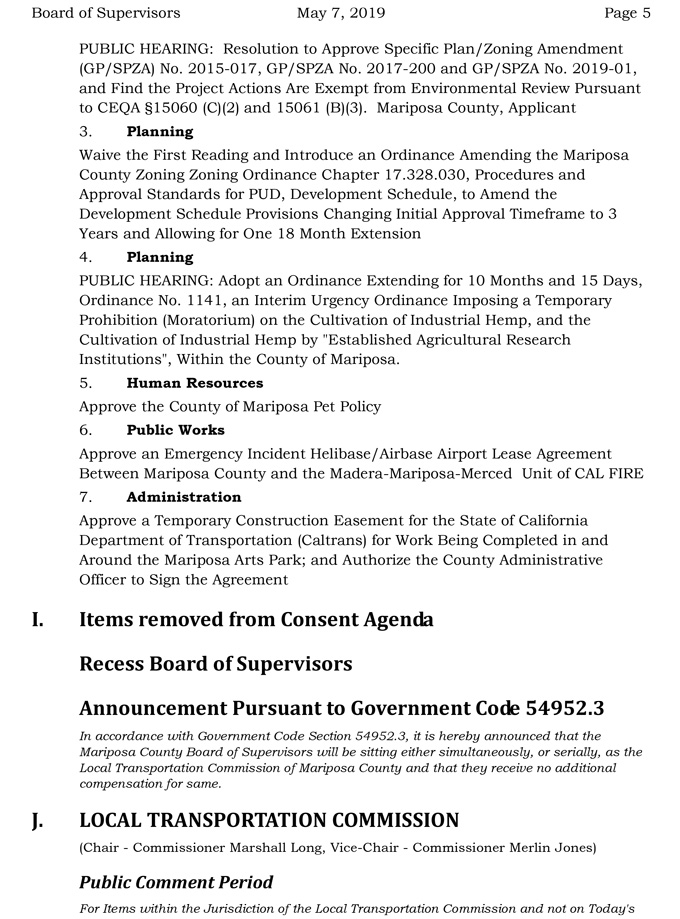 2019 05 07 Board of Supervisors Public Agenda 5