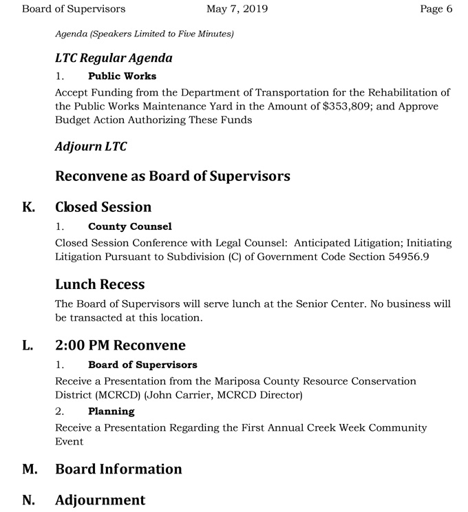 2019 05 07 Board of Supervisors Public Agenda 6