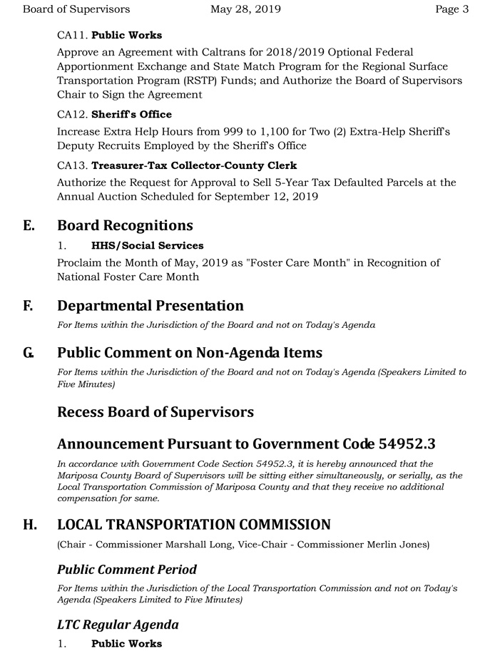 2019 05 28 mariposa county Board of Supervisors Public Agenda 3
