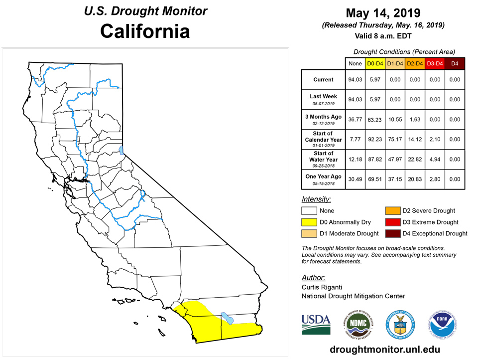 california drought monitor for may 14 2019