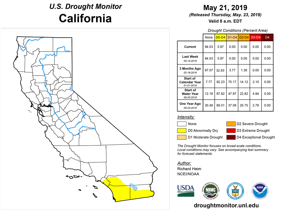 california drought monitor for may 21 2019