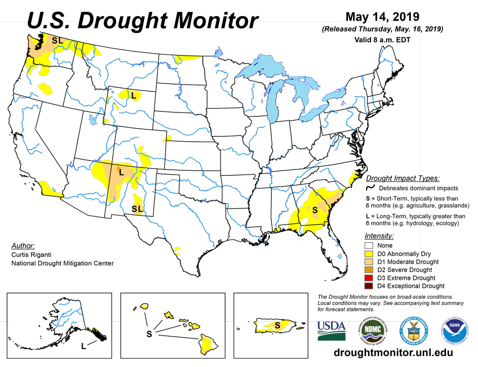 us drought map may 14 2019