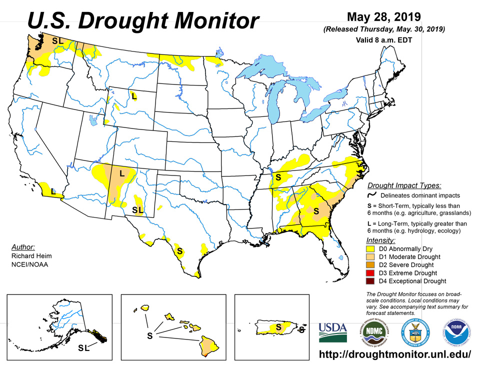 us drought map may 28 2019