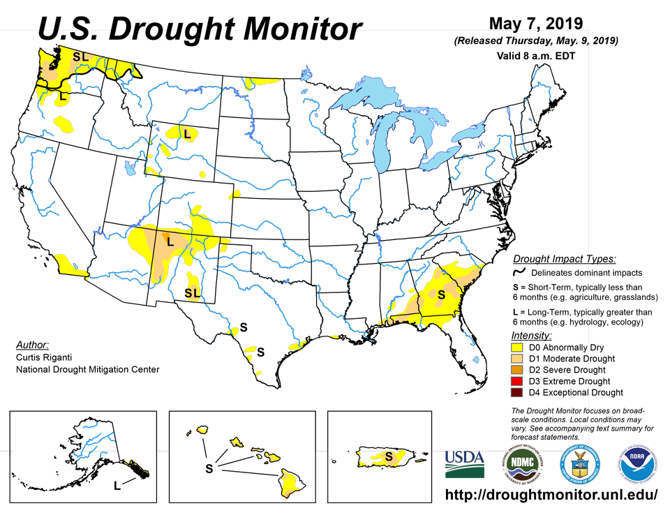 us drought map may 7 2019