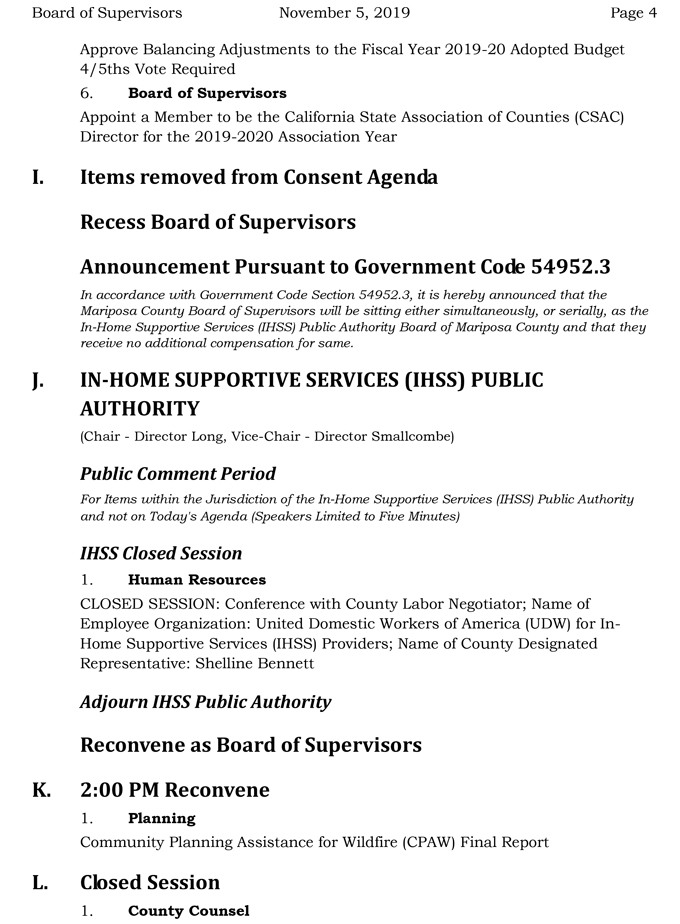 2019 11 05 Board of Supervisors agenda 4