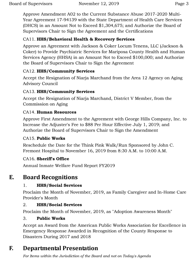 2019 11 12 Board of Supervisors agenda 3