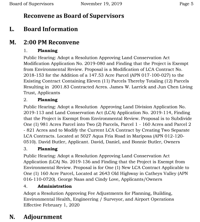 2019 11 19 Board of Supervisors agenda 5