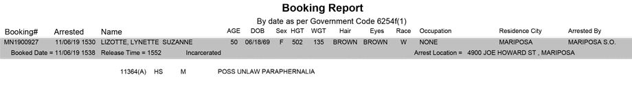 mariposa county booking report for november 6 2019