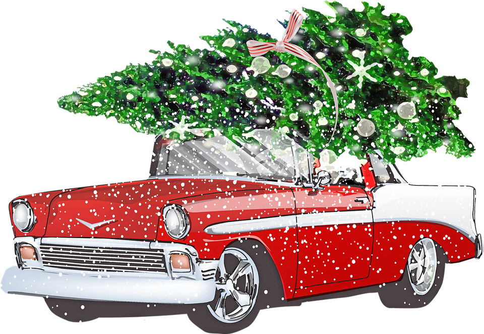 retro chevrolet with christmas tree 4601026 1280