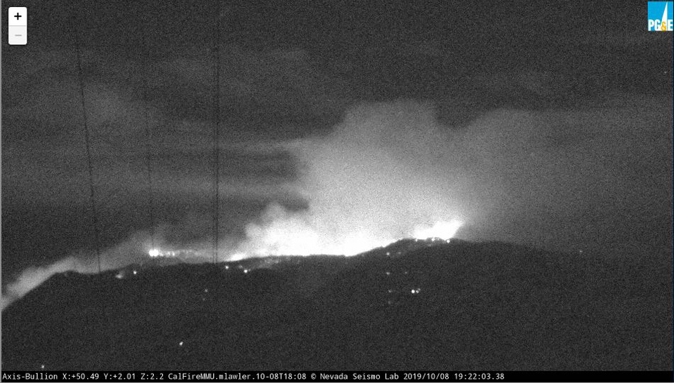 10 8 19 evening briceburg fire mariposa county pgecam