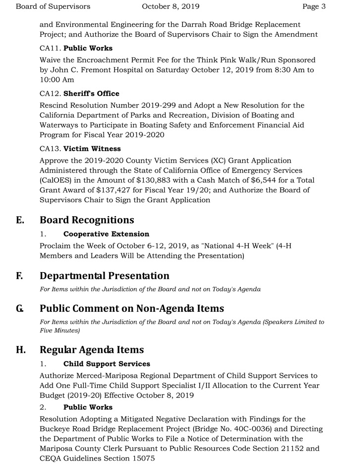 2019 10 08 Board of Supervisors agenda 3