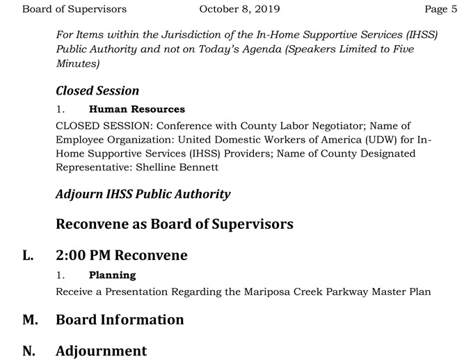 2019 10 08 Board of Supervisors agenda 5