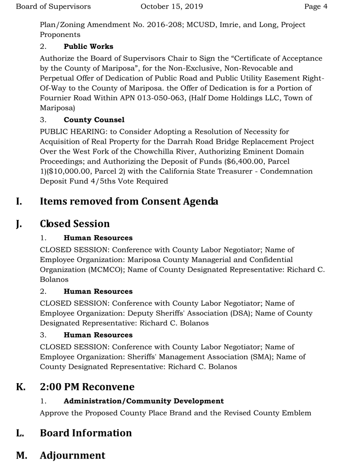 2019 10 15 Board of Supervisors agenda 4