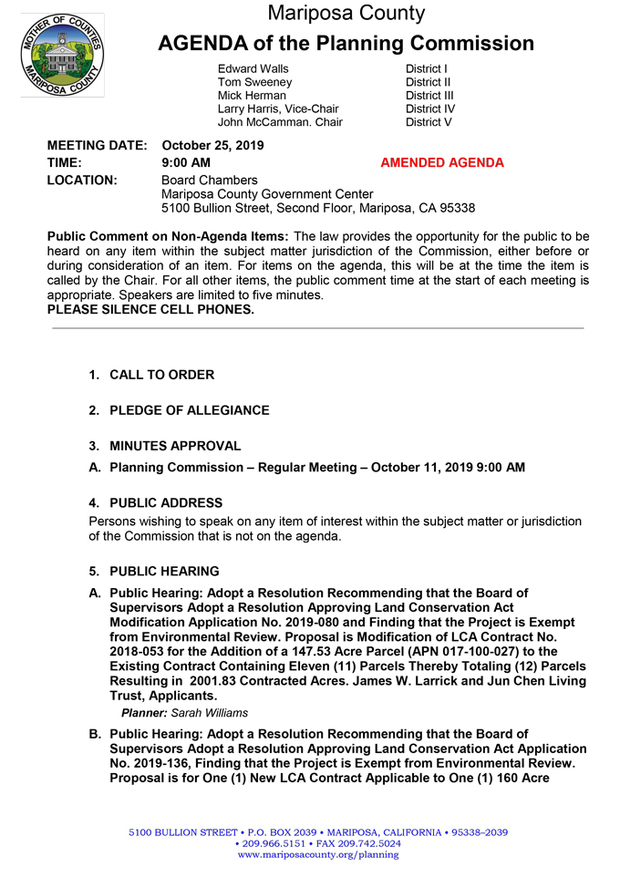 2019 10 25 Planning Commission agenda 1