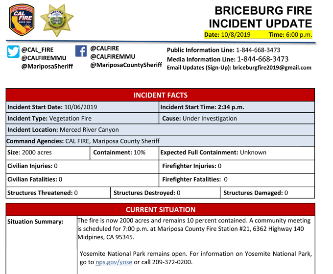 BRICEBURG FIRE UPDATE 10 08 2019 PM 1