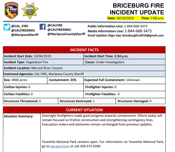 BRICEBURG FIRE UPDATE 10 10 2019 AM 1