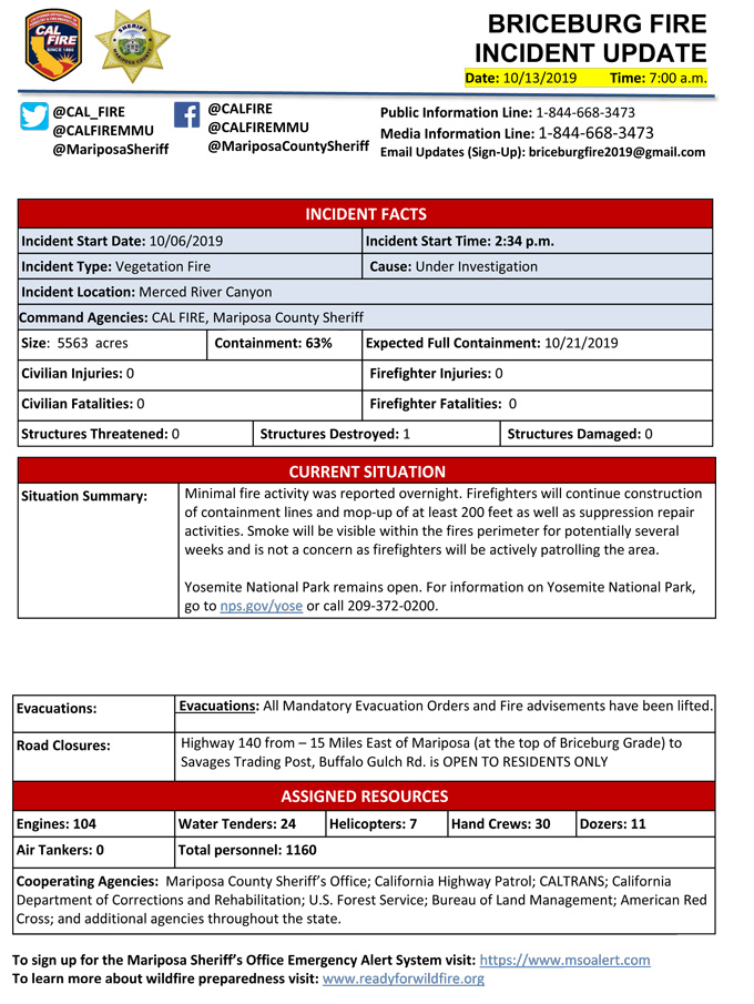 BRICEBURG FIRE UPDATE 10 13 2019 AM 1