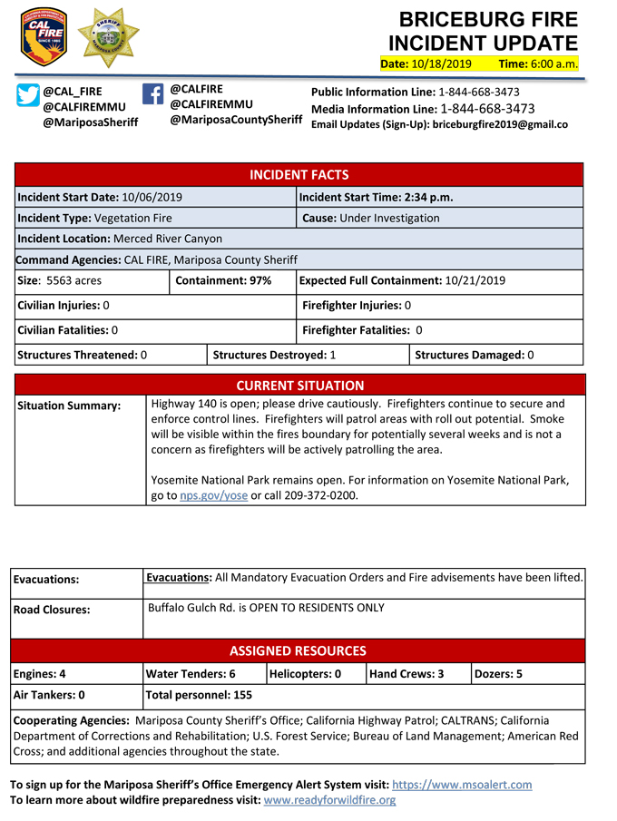 BRICEBURG FIRE UPDATE 10 18 2019 AM 1