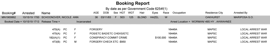 mariposa county booking report for october 15 2019
