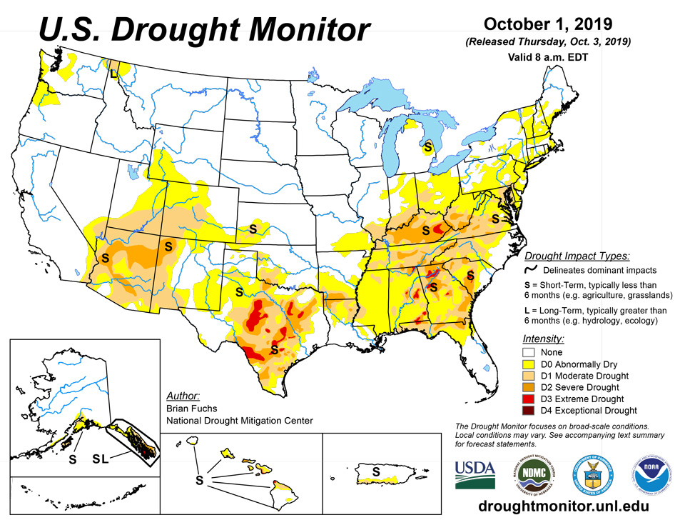 us drought map october 1 2019