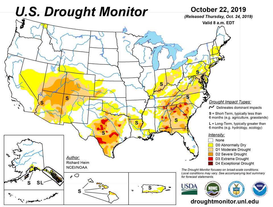 us drought map october 22 2019