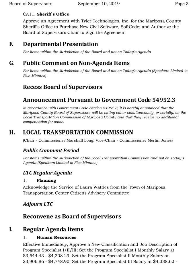 2019 09 10 Board of Supervisors agenda 3