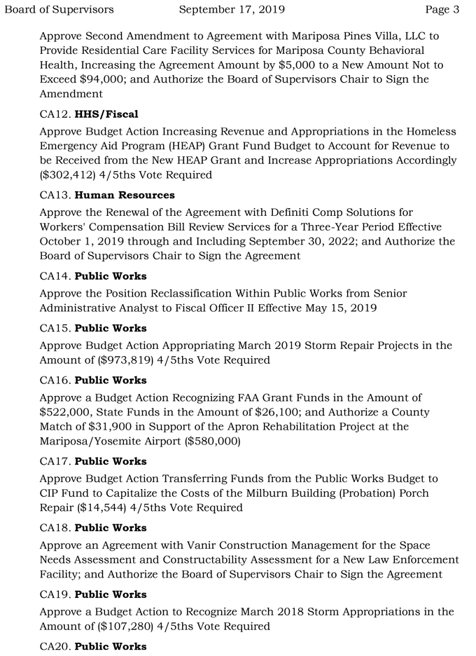 2019 09 17 mariposa county Board of Supervisors agenda 3
