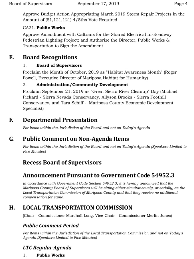 2019 09 17 mariposa county Board of Supervisors agenda 4