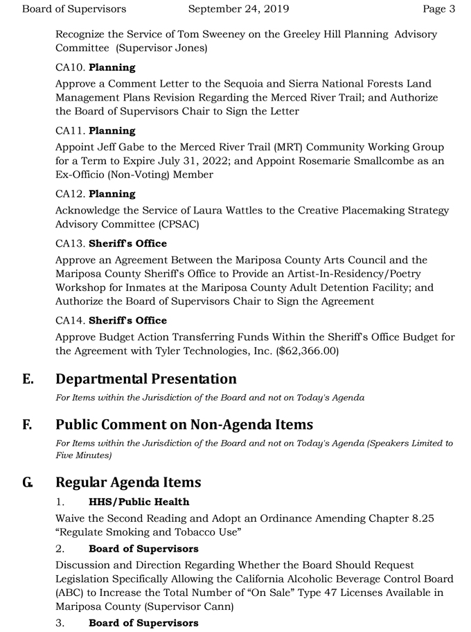 2019 09 24 mariposa county Board of Supervisors agenda 3