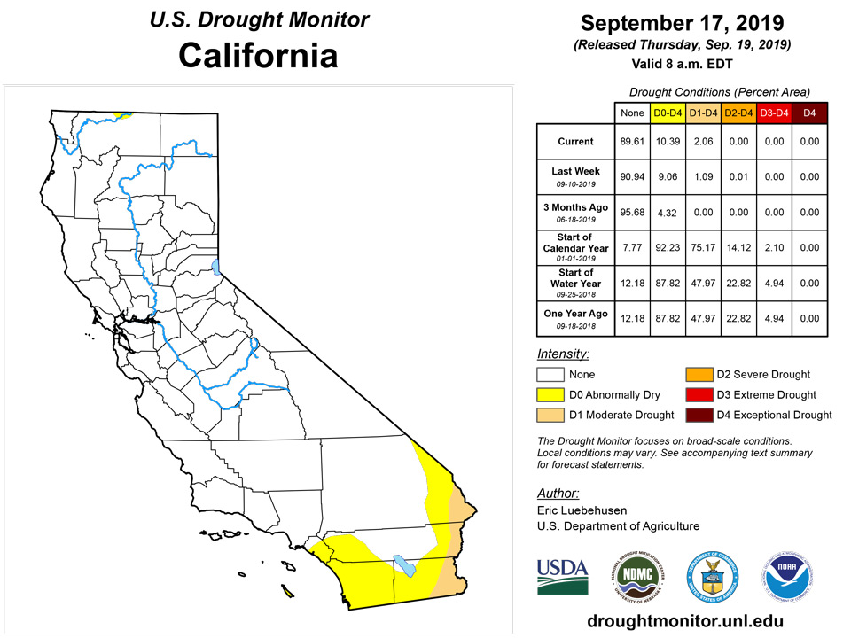 california drought monitor for september 17 2019