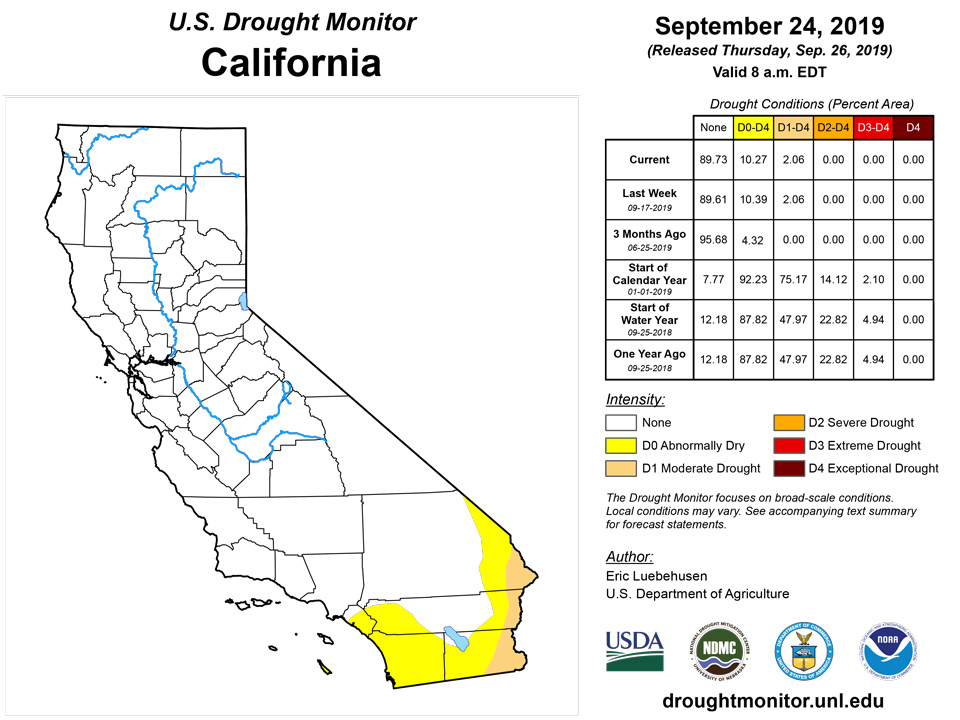 california drought monitor for september 26 2019