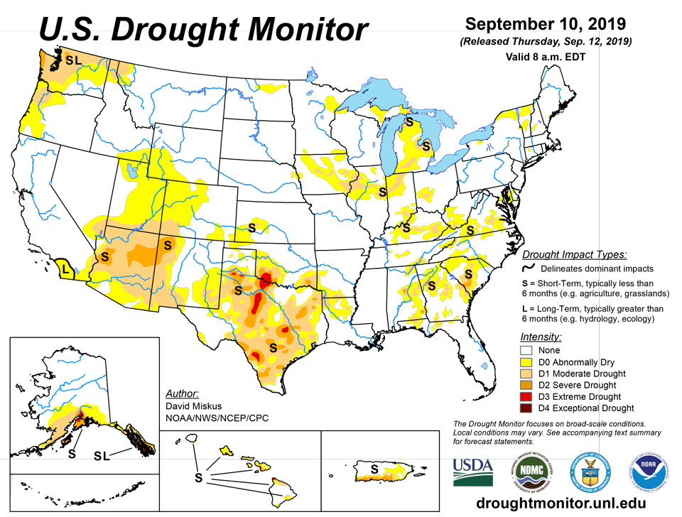 us drought map september 10 2019