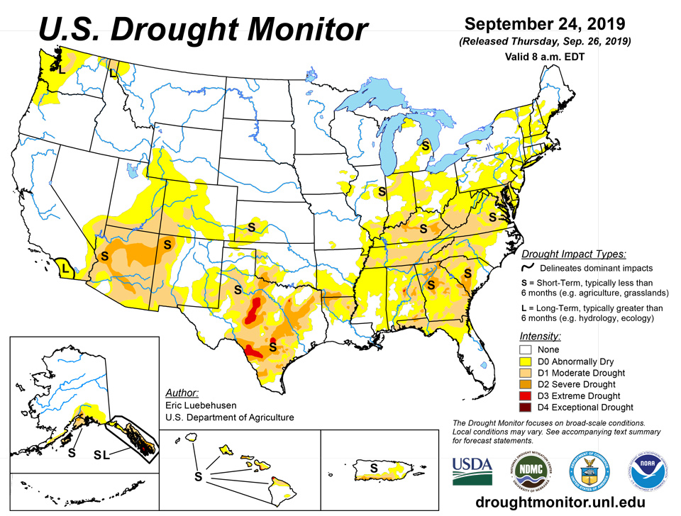 us drought map september 26 2019