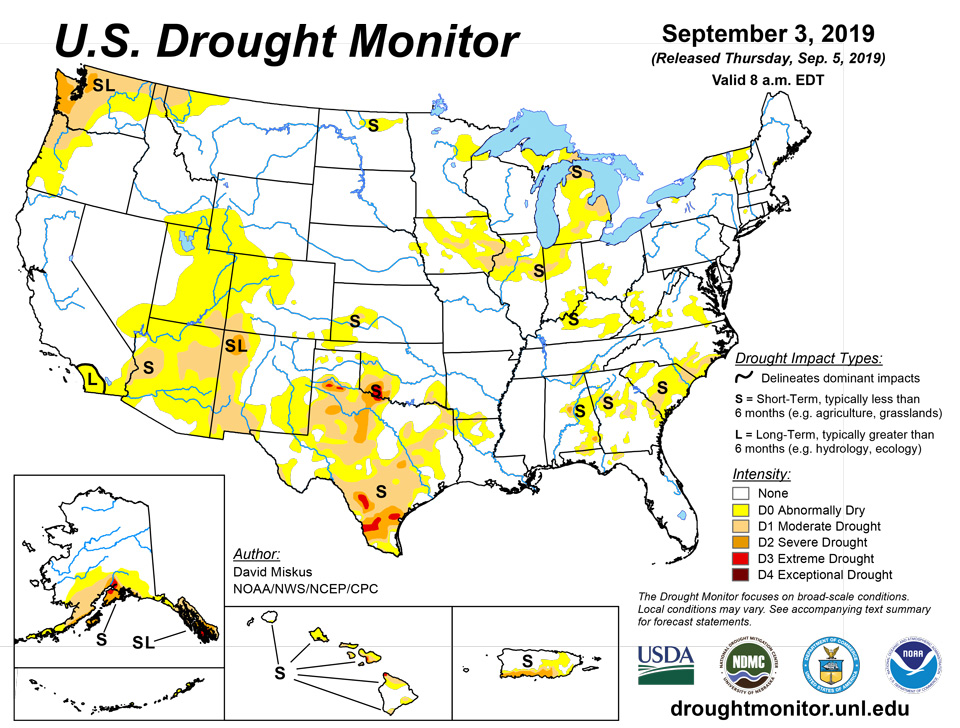 us drought map september 3 2019