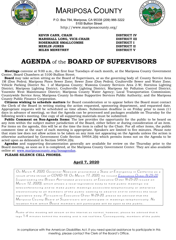 2020 04 07 Board of Supervisors Agenda 1