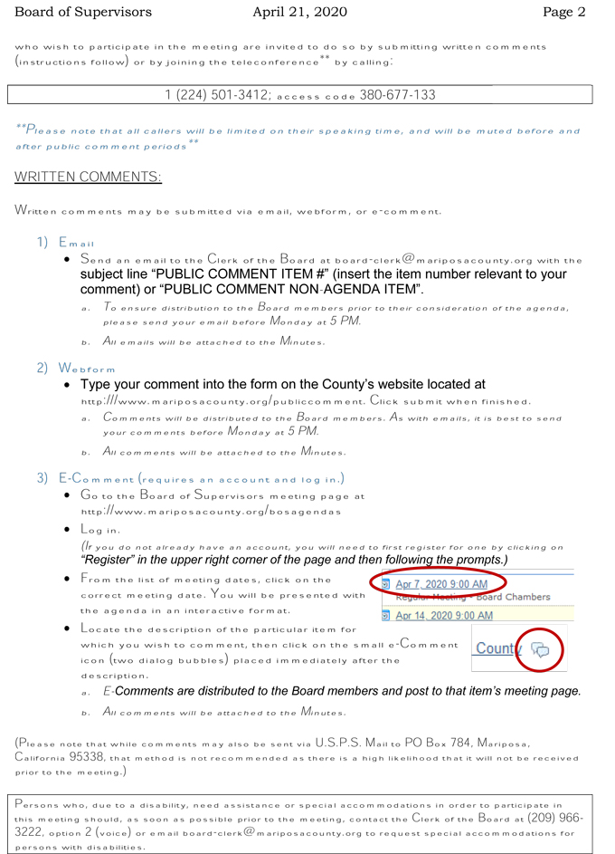 2020 04 21 Board of Supervisors Public Agenda 2