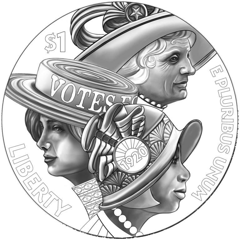 womens suffrage centennial commemorative coin line art obverse 768x768