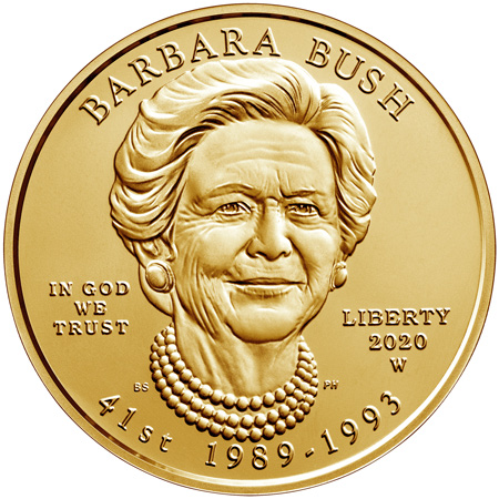 usmint 2020 first spouse gold coin barbara bush uncirculated obverse