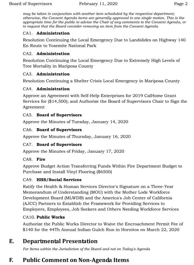 2020 02 11 Board of Supervisors agenda 2