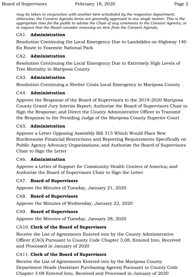 2020 02 18 Board of Supervisors agenda 2