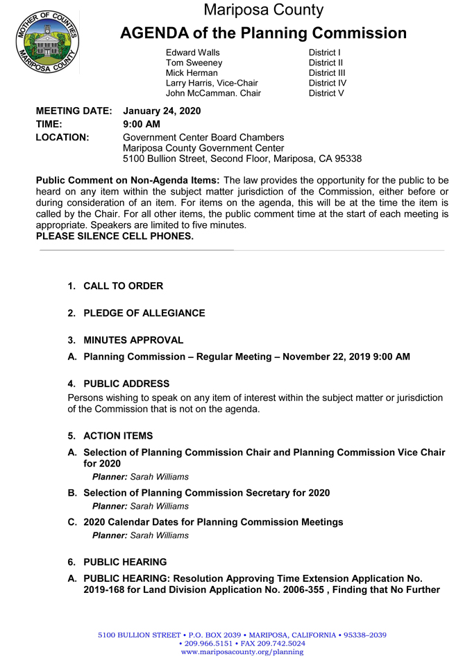 2020 01 24 Planning Commission agenda 1