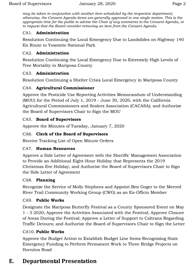 2020 01 28 Board of Supervisors agenda 2